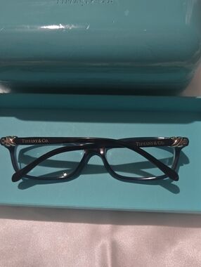 Tiffany & Co. Black Eyeglass Frames with Gold Logo Accents
